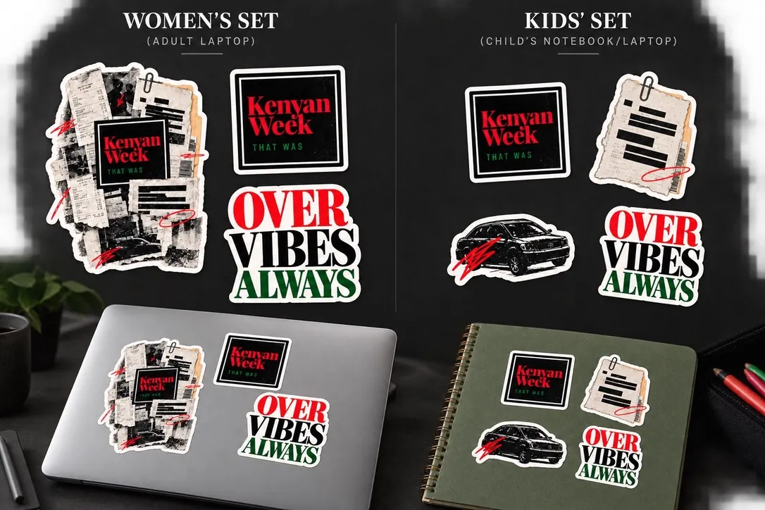 The family sticker sets: Adult laptop and children’s notebook styling concepts.